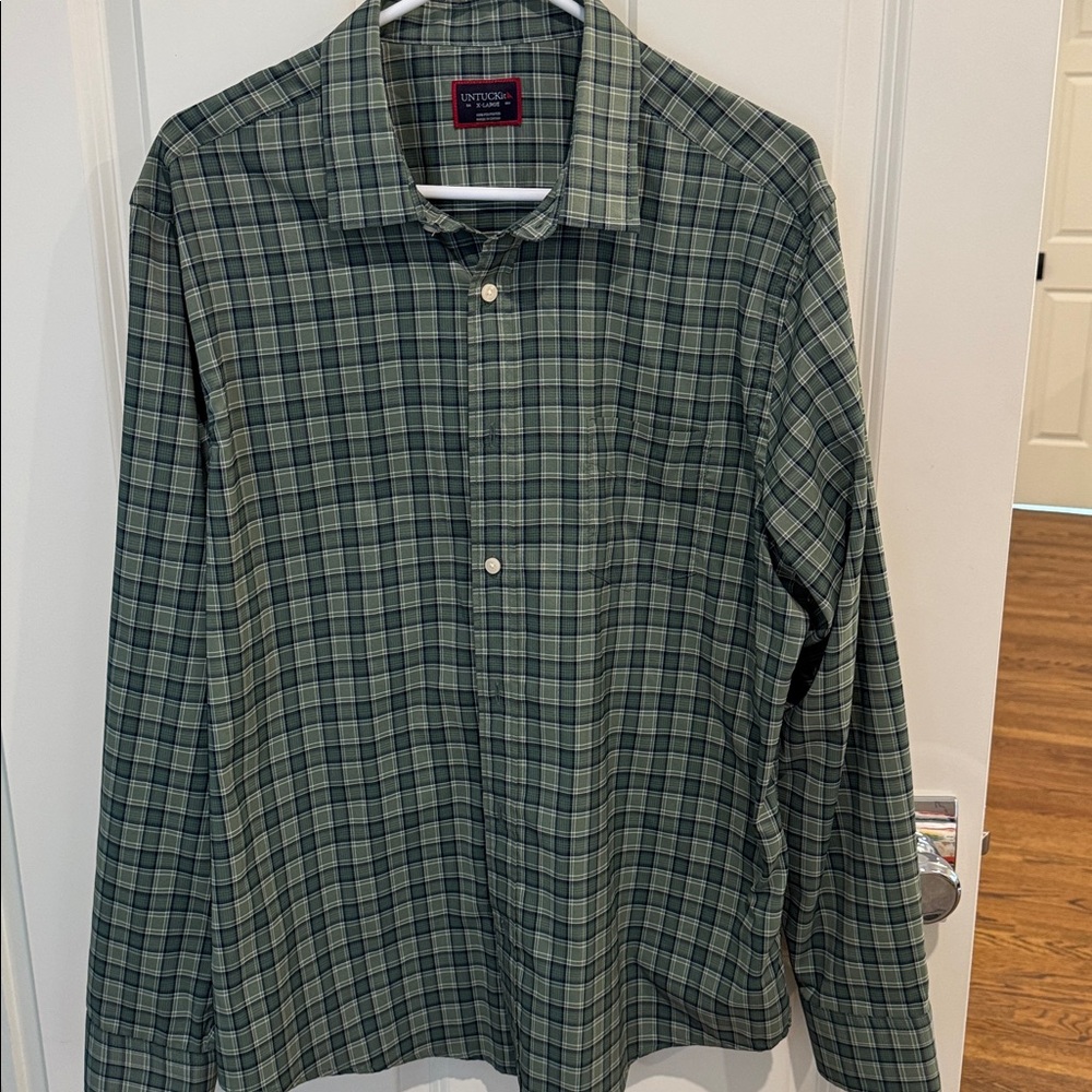 UnTuckIt Green Plaid Button-Up Shirt - size XL